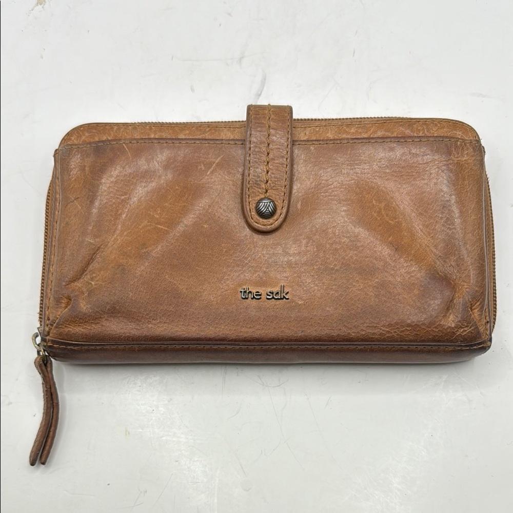 The Sak Clutch Waller ID Card Holder Brown Tan Leather